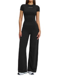 Short-sleeve Loose Wide-Leg Pants Set