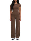 Short-sleeve Loose Wide-Leg Pants Set
